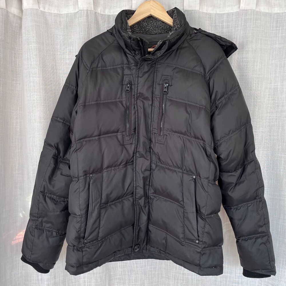 Black Down Hooded Puffer Jacket Winter Coat